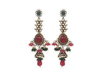 Amazing Red & Green Victorian Earrings  