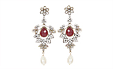 Magnificent Red & White Victorian Earrings  